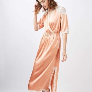 Topshop Romantic Peach Satin Dress